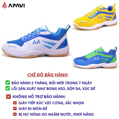 Giày cầu lông Lefus L05 trắng kẻ xanh, da PU bền, lớp vải thoáng khí, ôm cổ chân, bám sàn tốt