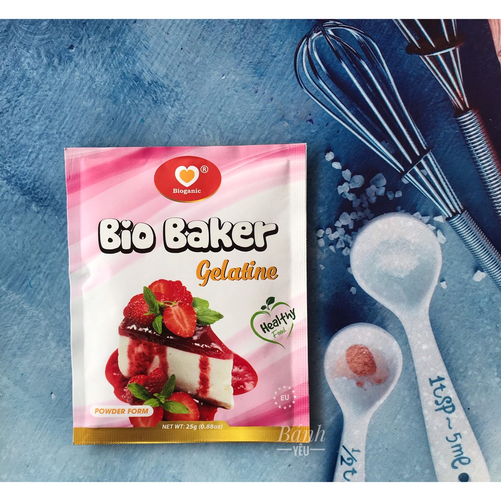 Bột Gelatin BIO BAKER gelatine XUẤT XỨ CHÂU ÂU 25g