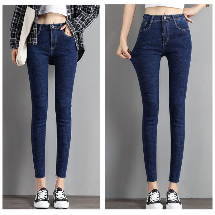 Quần jean nữ Skinny Quần Bò Nữ Dáng Ôm Lai Tua Co Giãn