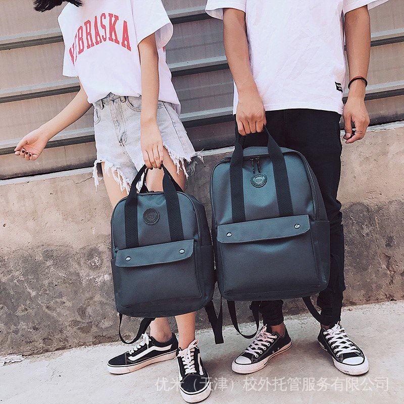 Korean style couple schoolbag women's high school simple backpack Harajuku trendy College student Men's canvas travel