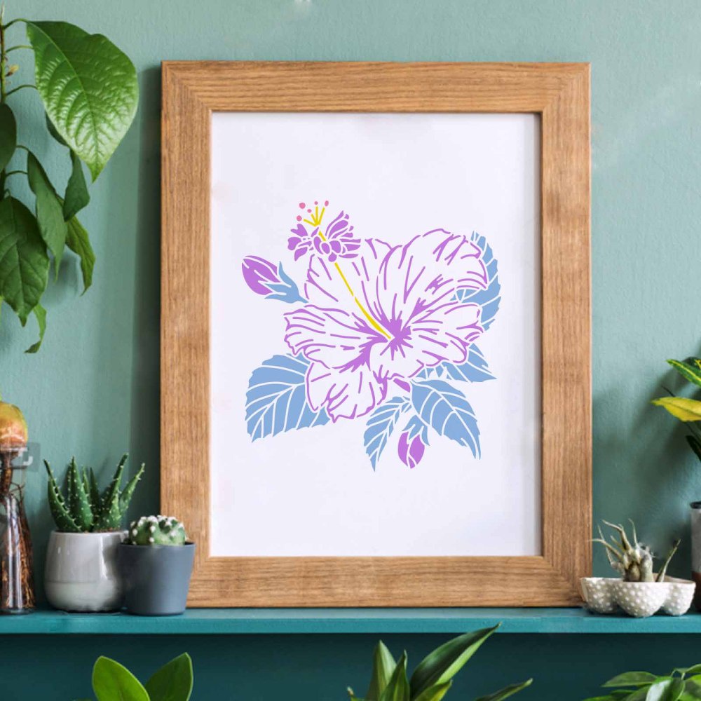 1 Khuôn Vẽ Hibiscus Hình Vuông Bằng Nhựa