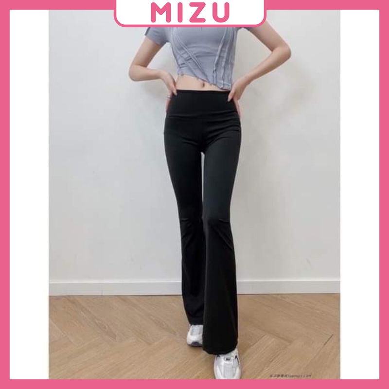 Quần ống loe nữ MIZU màu đen lưng cao co dãn bốn chiều siêu hách dáng, thời trang nữ Miu Clothing