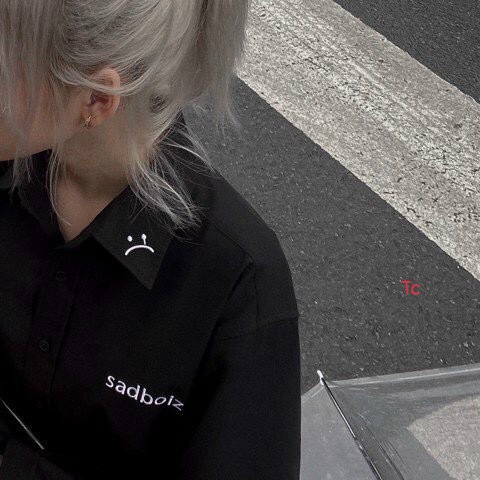 Áo sơ mi đen unisex Sadboiz .Áo Nam Nữ  form rộng tay lỡ logo thêu