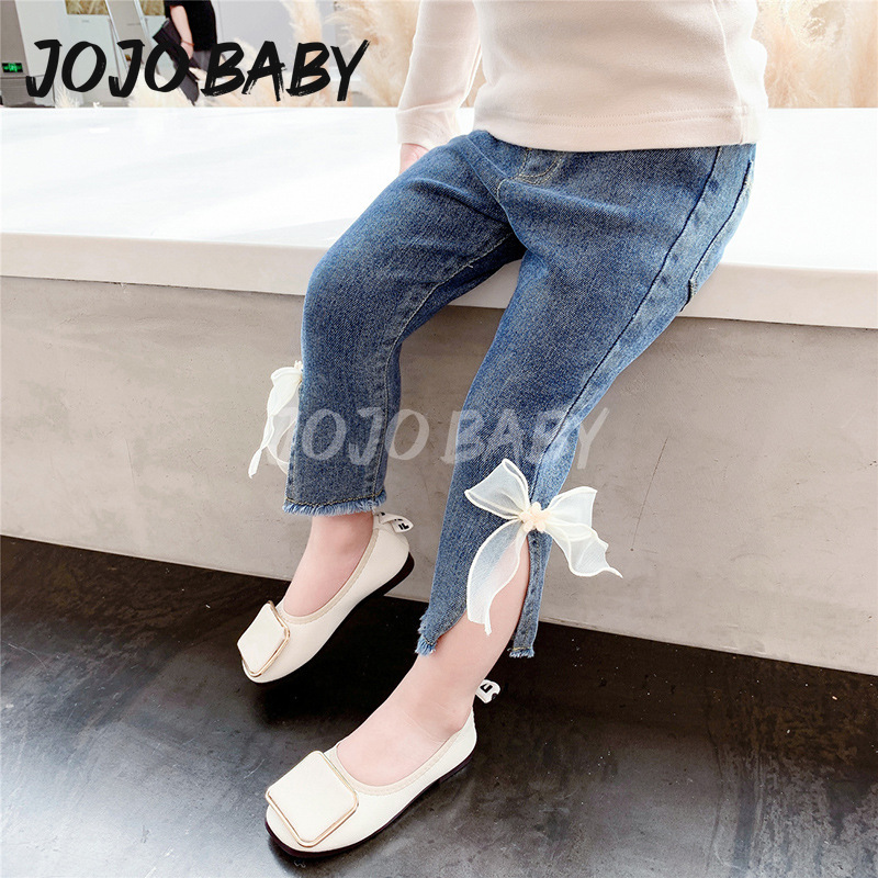 Quần Jeans Xẻ Tà Đính Nơ Xinh Xắn Cho Bé Gái 1-8 Tuổi