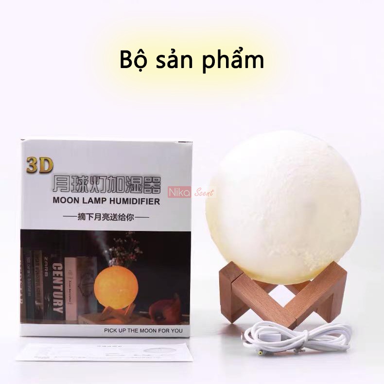 Nikascent Đèn ngủ - khuếch tán tinh dầu - phun sương tạo ẩm Big Moon tặng kèm tinh dầu/dock sạc cho máy