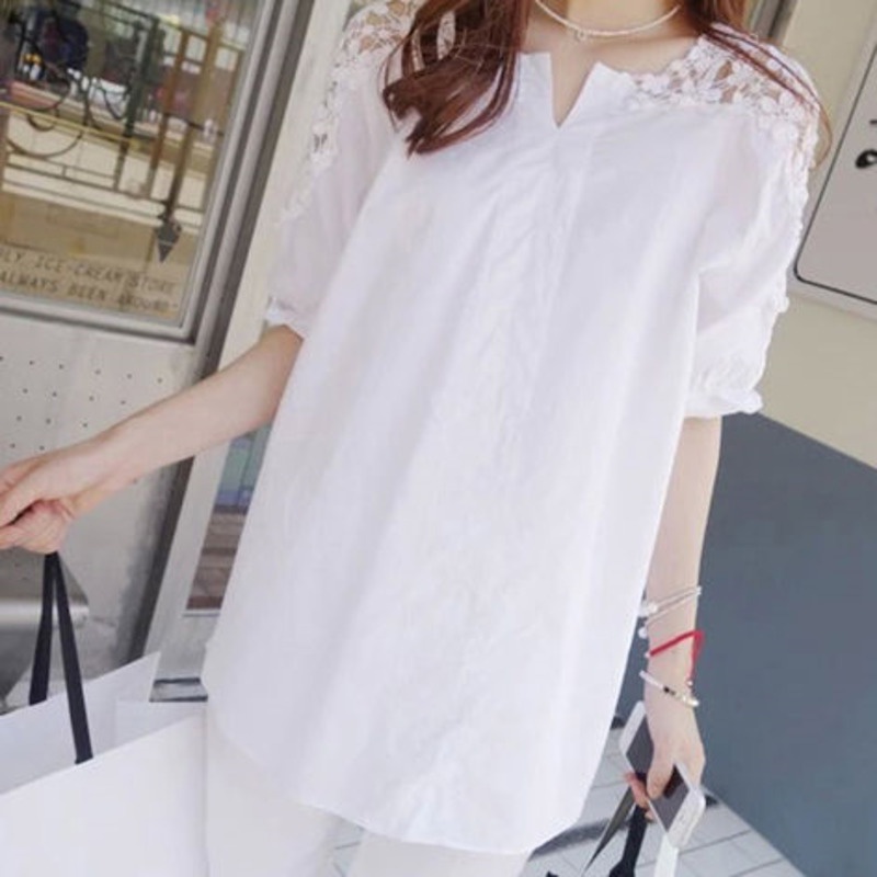 Áo Sơ Mi Dài Tay Cỡ Lớn Thời Trang 156478 Áo Trễ Vai Viền Ren Hoa Cho Nữ