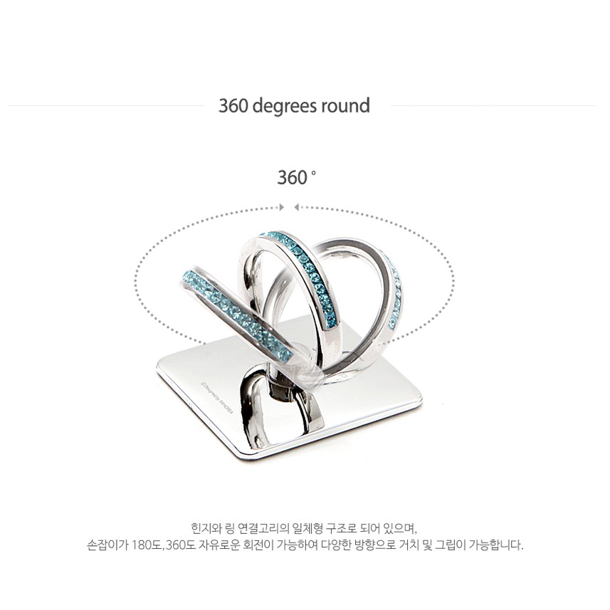 Miếng dán đỡ điện thoại thông minh hình chiếc nhẫn đính ngọc lấp lánh sang trọng_Hàng nội địa Hàn Quốc