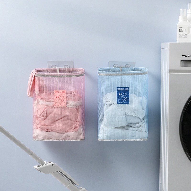 Giỏ đựng quần áo giặt treo tường gấp lại được nhỏ gọn tiện lợi