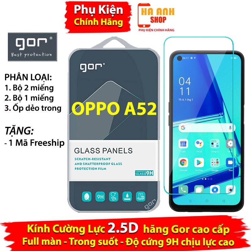 Bộ 2 Kính Cường Lực Oppo A52 Full màn hãng Gor cao cấp(tặng mã freeship toàn quốc)