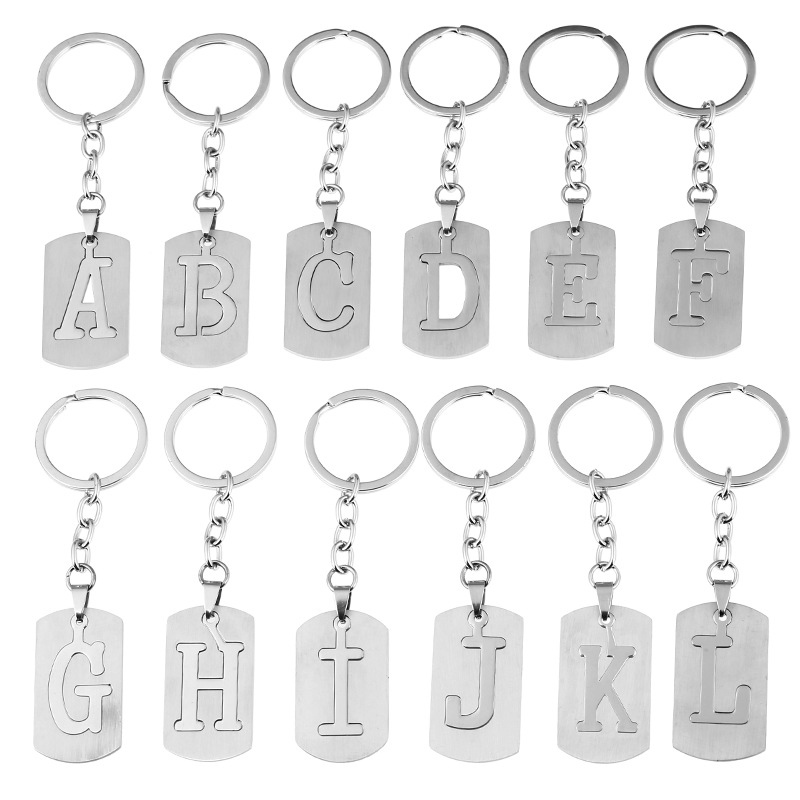 Móc khóa 26 chữ cái A-Z tùy chọn bằng thép không gỉ