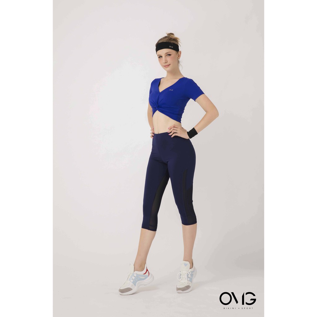 Quần tập Gym, Yoga Nữ BIKINI PASSPORT kiểu lửng phối lưới - màu Xanh navy - BG075_NV