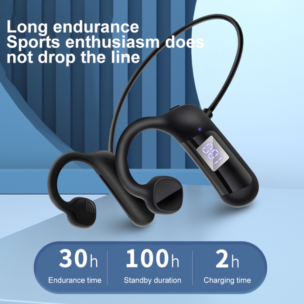 Tai nghe Bluetooth không dây 5.0 với màn hình nguồn kỹ thuật số Akz-g1 Tai nghe dẫn truyền xương chống nước hỗ trợ thẻ Tf