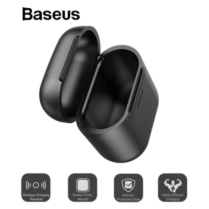 Bao case silicon kiêm sạc nhanh không dây Apple Airpods hãng Baseus (Chống sốc, chuẩn sạc Qi, chứng nhận MFI của Apple)