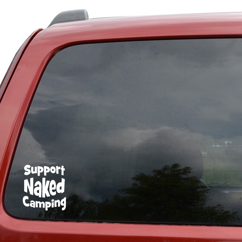 Miếng sticker &quot;Support Naked Camping&quot;dán trang trí ô tô chất lượng cao kích thước 11.5cm x 12cm
