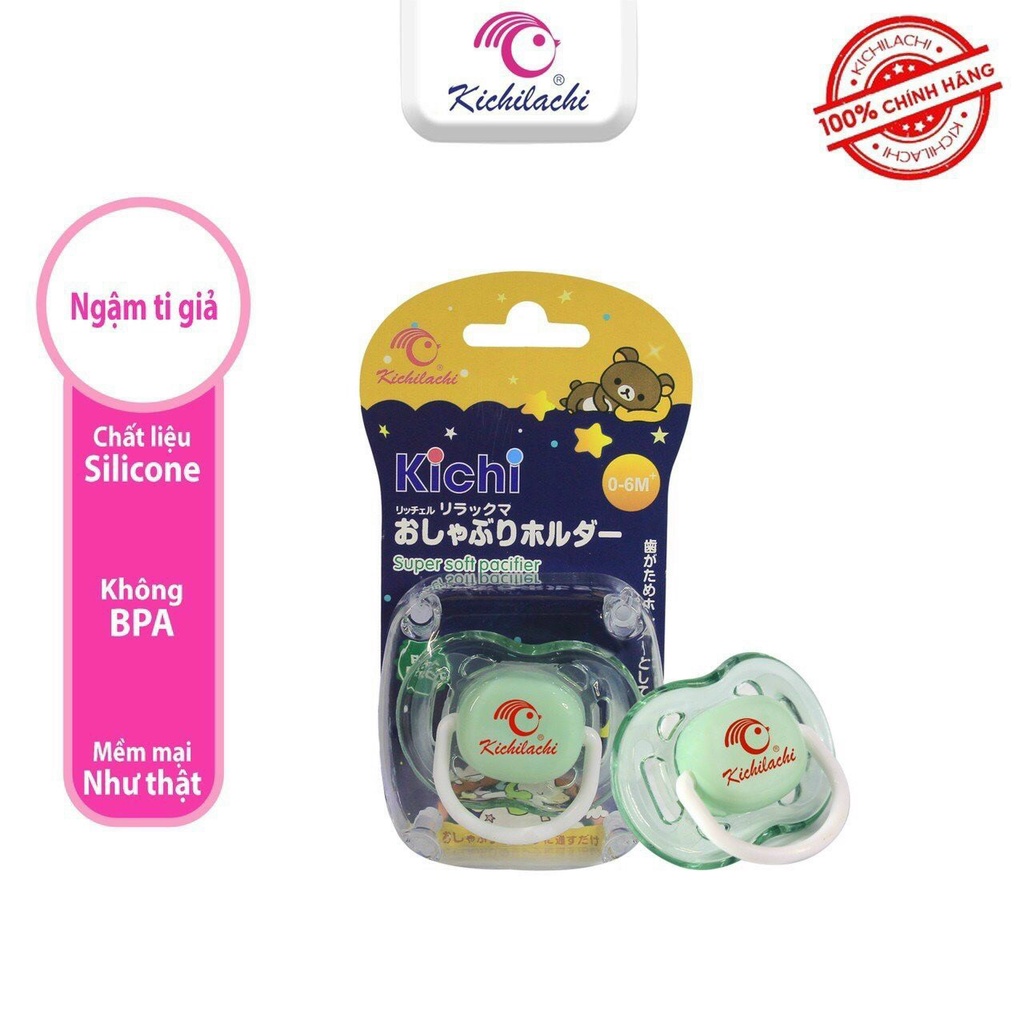 Ty ngậm, ty giả silicon kichi loại đẹp cho bé 0-6m, mềm mai như ti mẹ chống giật mình quấy khóc ở trẻ