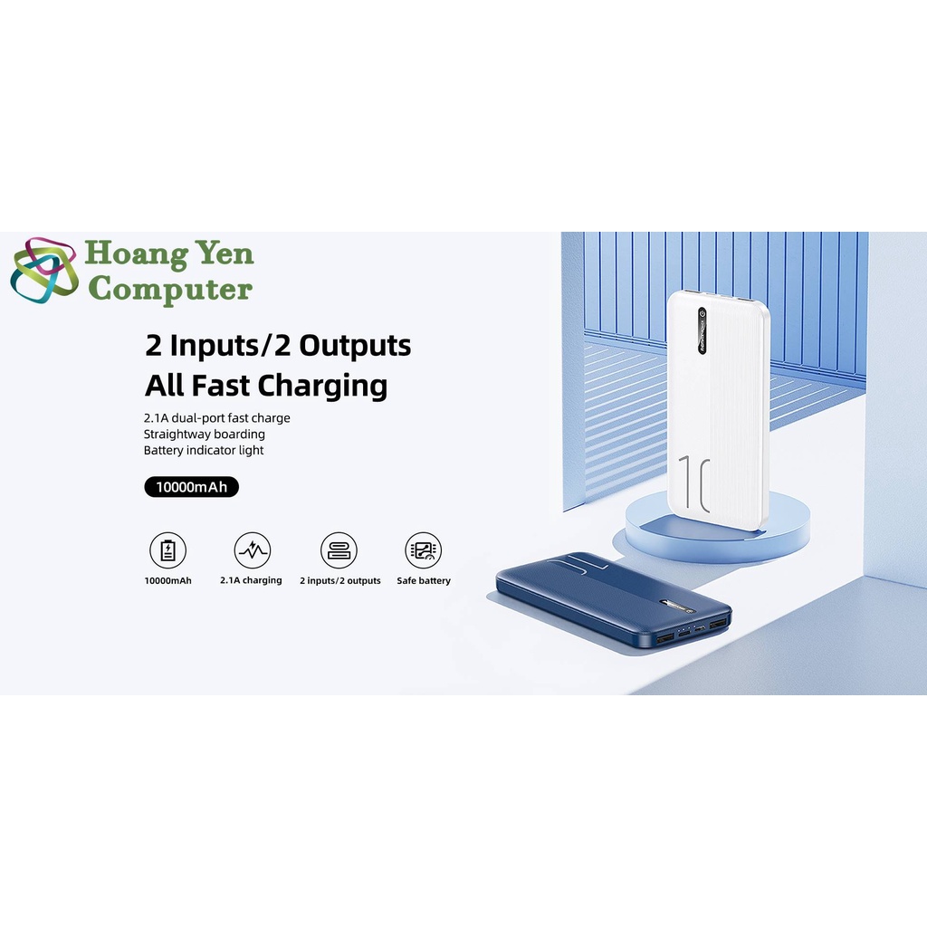 Sạc Dự Phòng Remax RPP-296 20000mAh Lõi Polymer 2 Cổng Sạc Vào, 2 Cổng Sạc Ra - BH 1 Năm - Hoàng Yến Computer