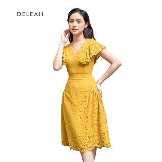De Leah -Đầm Xoè Ren Cánh Tiên cổ V - Thời trang thiết kế