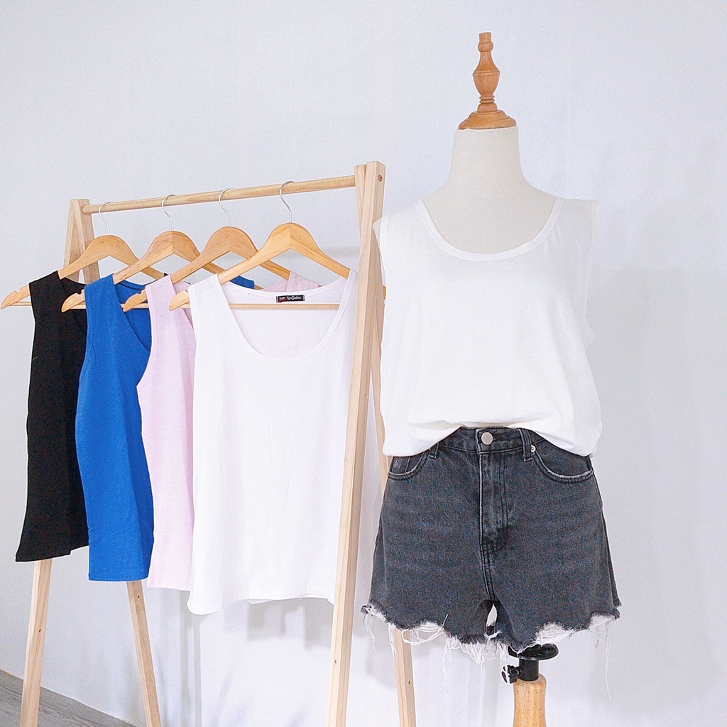 Áo ba lỗ nữ form rộng trơn áo 3 lỗ nữ trơn thun cotton 2 size | BigBuy360 - bigbuy360.vn