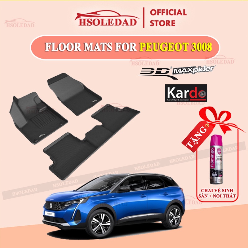 Thảm lót sàn PEUGEOT 3008 bằng khuôn đúc hãng Kardo hoặc 3D MAXpider KAGU, Chất liệu XPE an toàn không độc hại