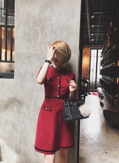 Váy đỏ burgundy đủ sz