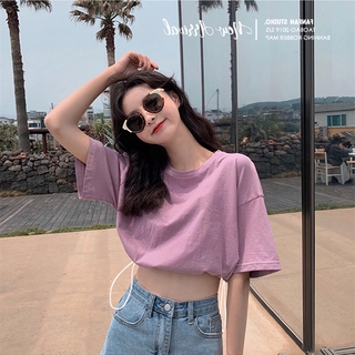 Áo Croptop Ngắn Tay Phối Dây Rút Xinh Xắn Dành Cho Nữ