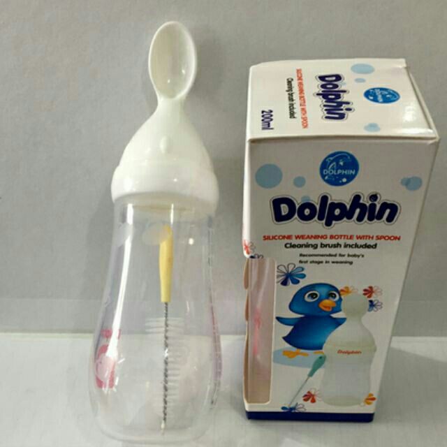 Bình tập ăn Silicone Dolphin 200ml
