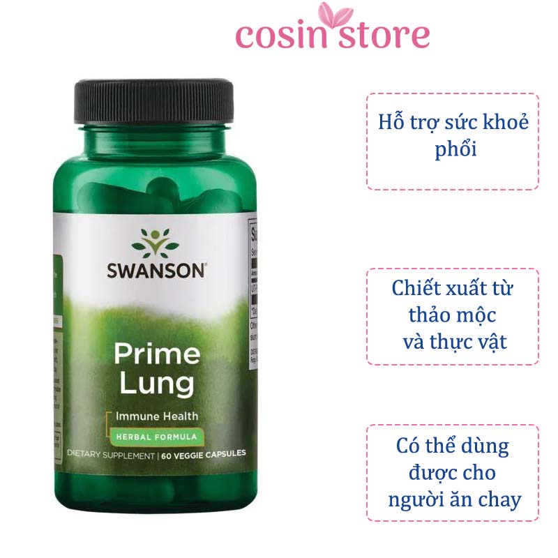 Viên uống Swanson Prime Lung 60 viên hỗ trợ bổ phổi tăng đề kháng Cosin Store