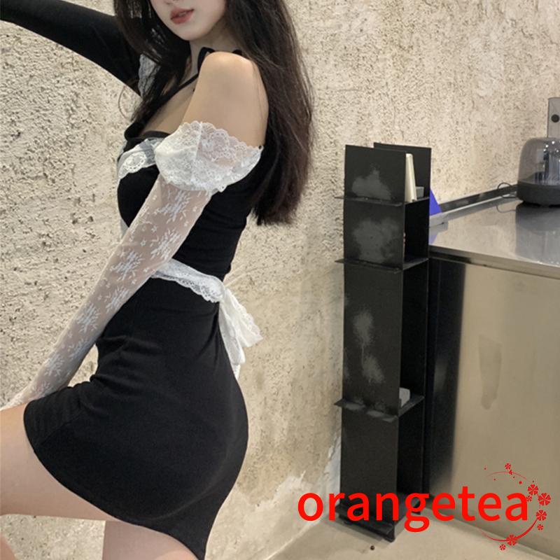 Váy body Tay Dài Phối Ren Quyến Rũ Cho Nữ