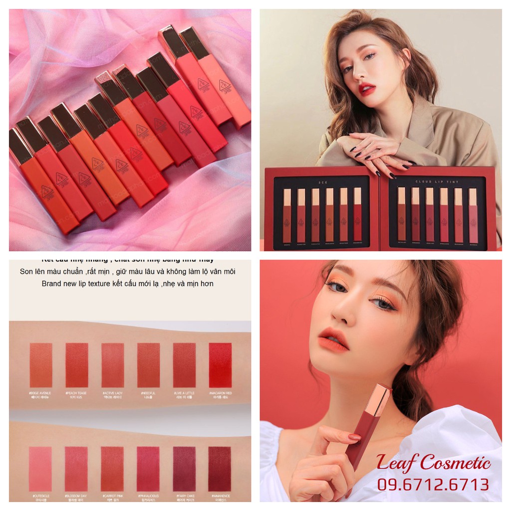 [HOT NEW] (Full 12 màu) Son kem lì 3CE Cloud Lip Tint 2019