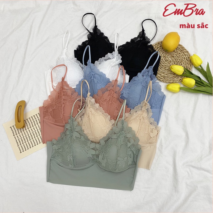 Áo bra EMBRA ren hoa 2 dây mảnh cao cấp EBALB24