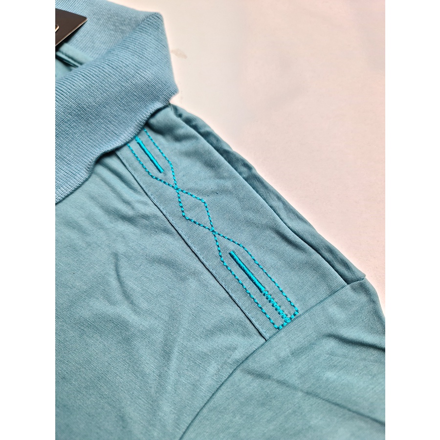 Áo thun nam có cổ trung niên tay lỡ THÁI KHANG vải cotton mềm có túi form rộng thêu vai ATHUN19