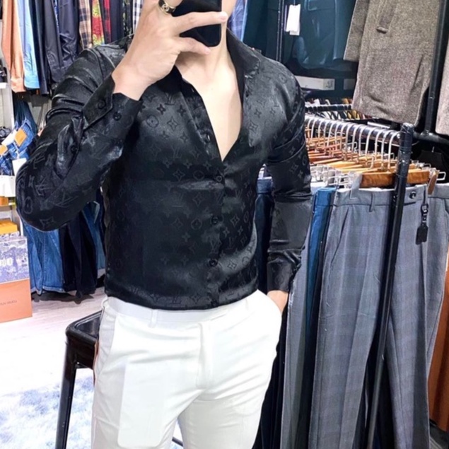 Sơ mi lụa vân chìm không nhăn không phai không xù