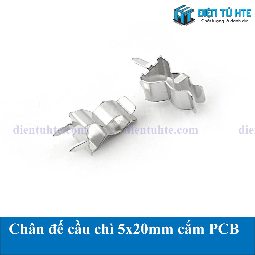 (Gói 20 cái) Đế cầu chì 5x20mm (chân sắt) lắp PCB