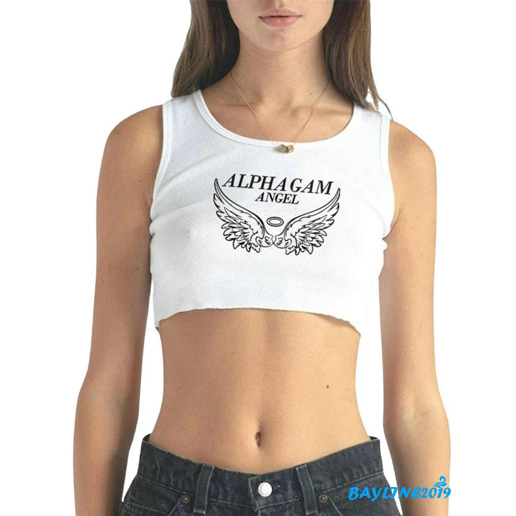 Áo Lửng Hai Dây In Chữ Thời Trang Cho Nữ