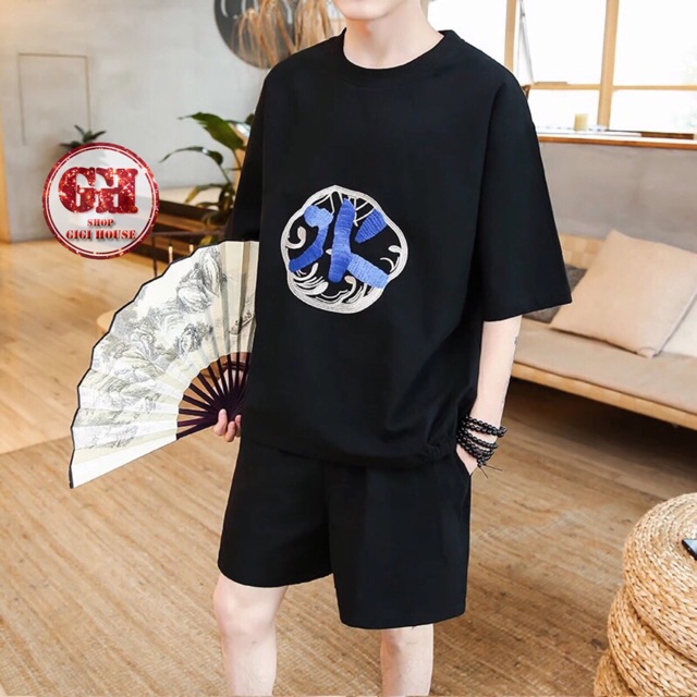 FREESHIP 50K - Đồ Bộ Đùi Nam, Nữ Form Rộng Unisex In Chữ Nho