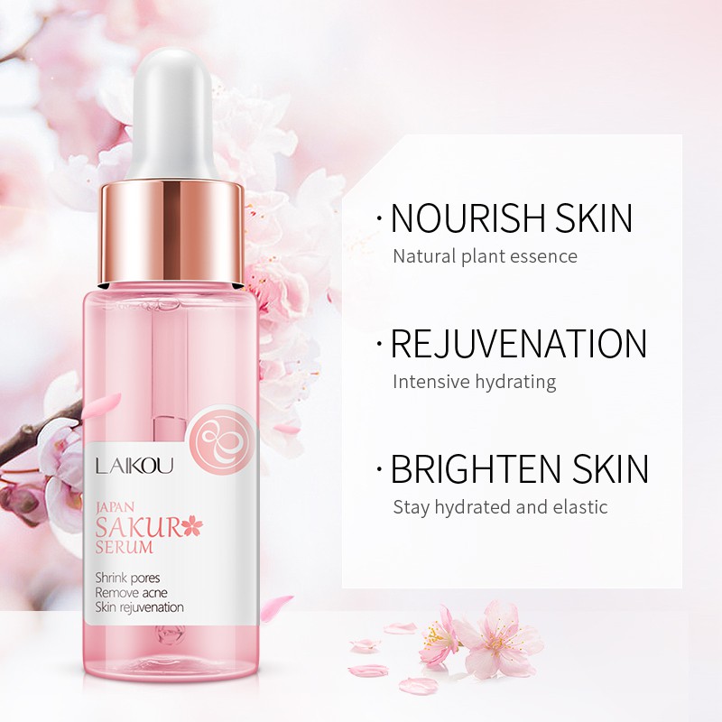 Serum LAIKOU Hoa Anh Đào / Vàng 24K / Hyaluronic acid / Vitemin C Dưỡng Trắng Da Mặt 30ml