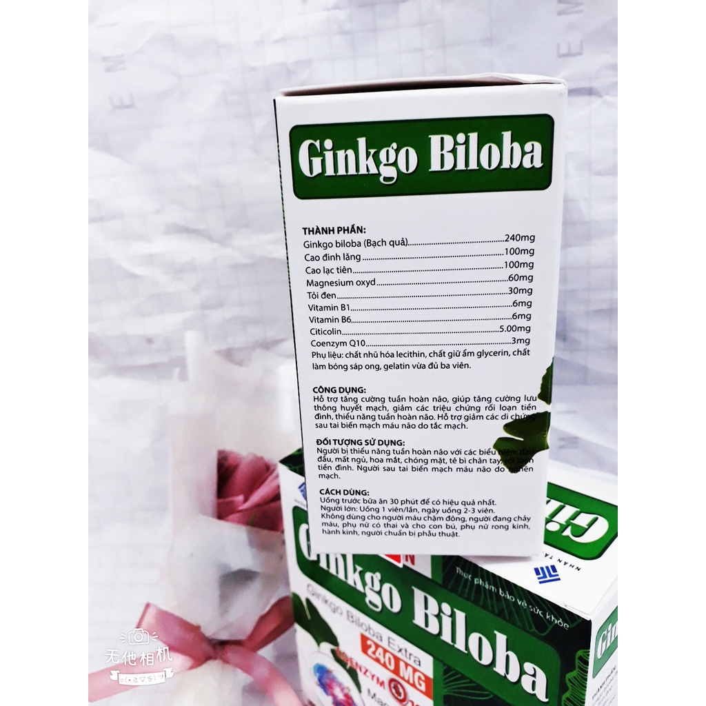 Viên uống bổ não GINKGO BILOBA, giúp tăng cường tuần hoàn não, giảm đau đầu, mất ngủ, hoa mắt, chóng mặt, tê bì chân tay