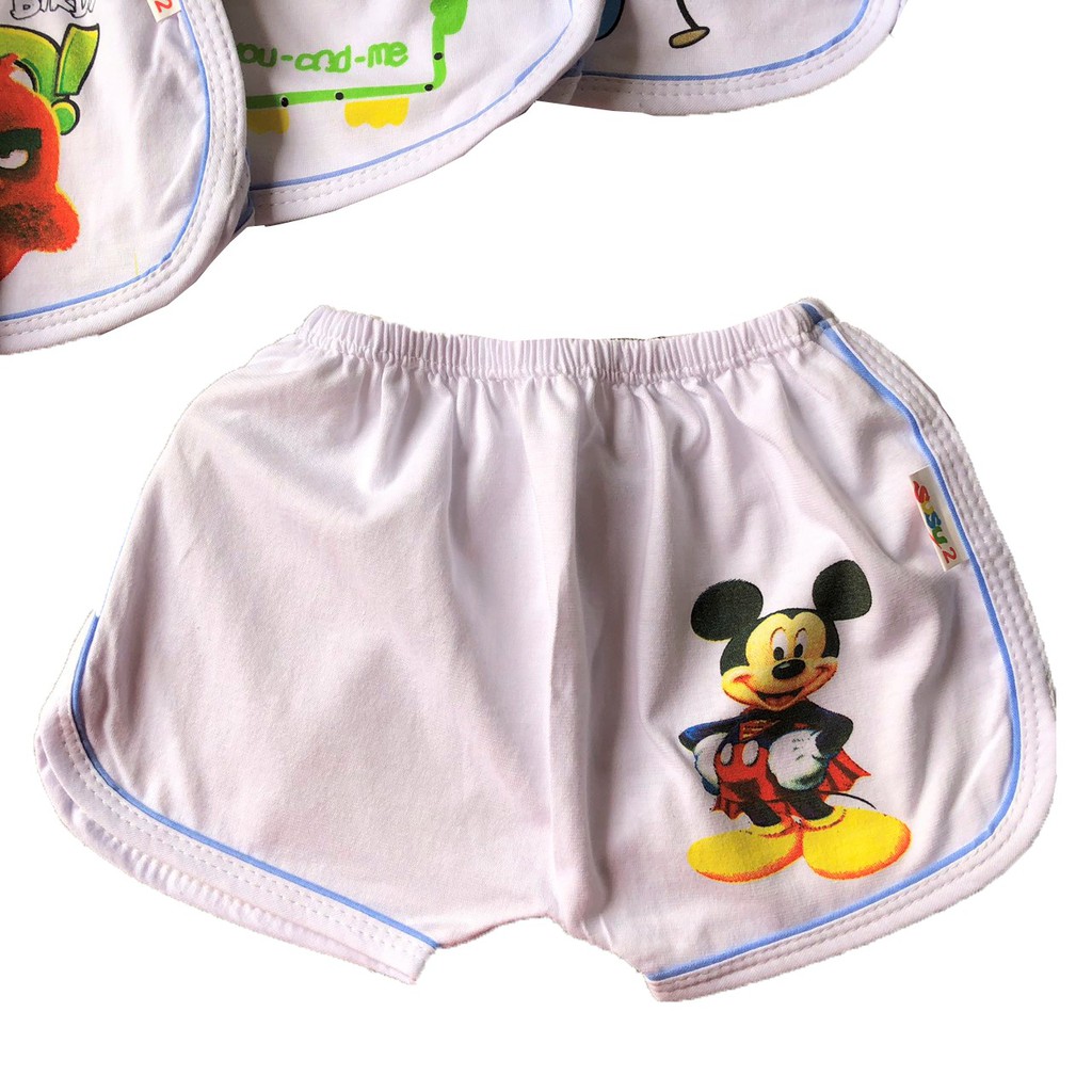 Quần đùi cotton SUSU ( 1 cái) cho bé trai, bé gái | Mẫu Trắng Viền Đôi | Size 1-5 cho bé 5-15kg