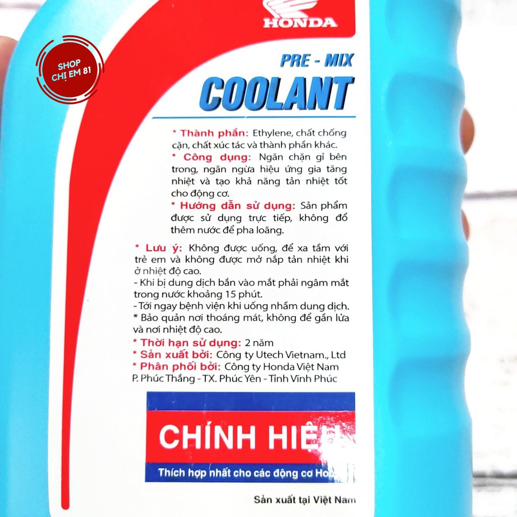 Dung dịch làm mát, nước giải nhiệt, nước mát động cơ xe máy chính hãng Honda, dung tích 500ml
