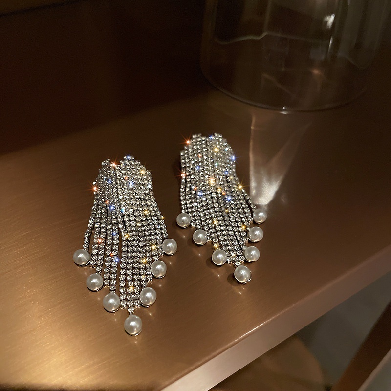 Bông Tai Mạ Bạc 925 Hình Trái Tim Đính Ngọc Trai Phong Cách Âu Mỹ Thời Trang