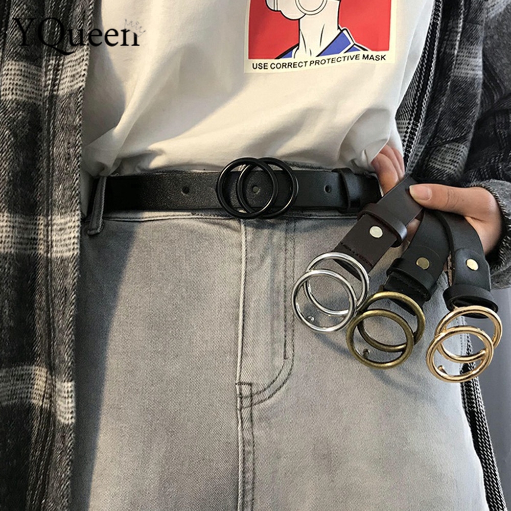 Thắt Lưng Da Pu Khóa Kim Loại Tròn Thời Trang Cho Nữ