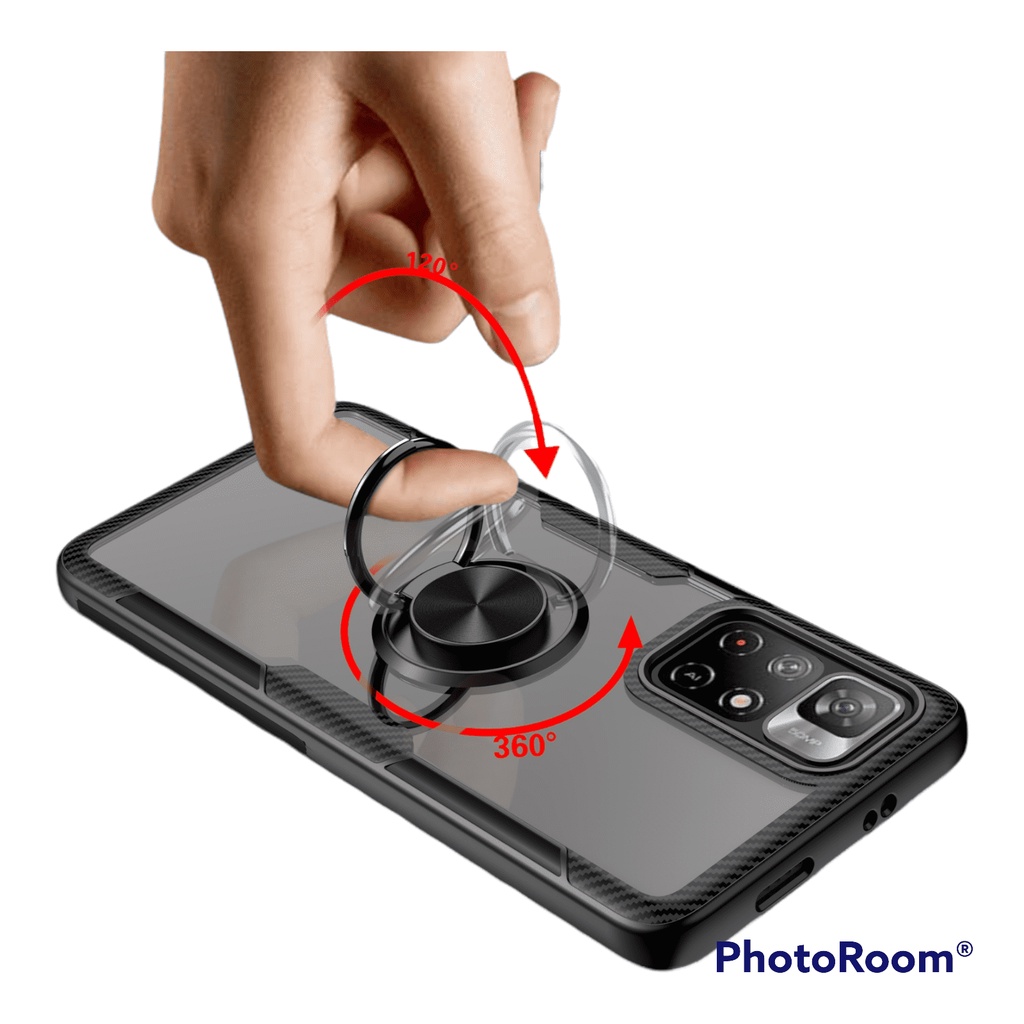 Ốp lưng Redmi Note 11S 5G / Poco M4 Pro 5G dùng chung chống sốc giá đỡ lưng trong viền màu kiêm nhẫn hút ô tô