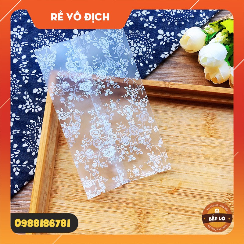 Túi đựng bánh Quy - bánh Trung Thu - đựng kẹo - đựng trà hoa các loại bông hồng trắng - set 100 túi SIÊU ĐẸP