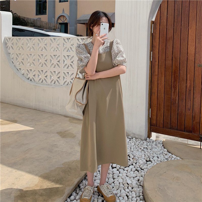 Set yếm dáng suông hoa nhí