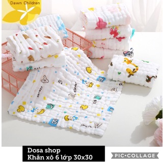 Khăn mặt xô 6 lớp mềm mại size 30x30 cho bé