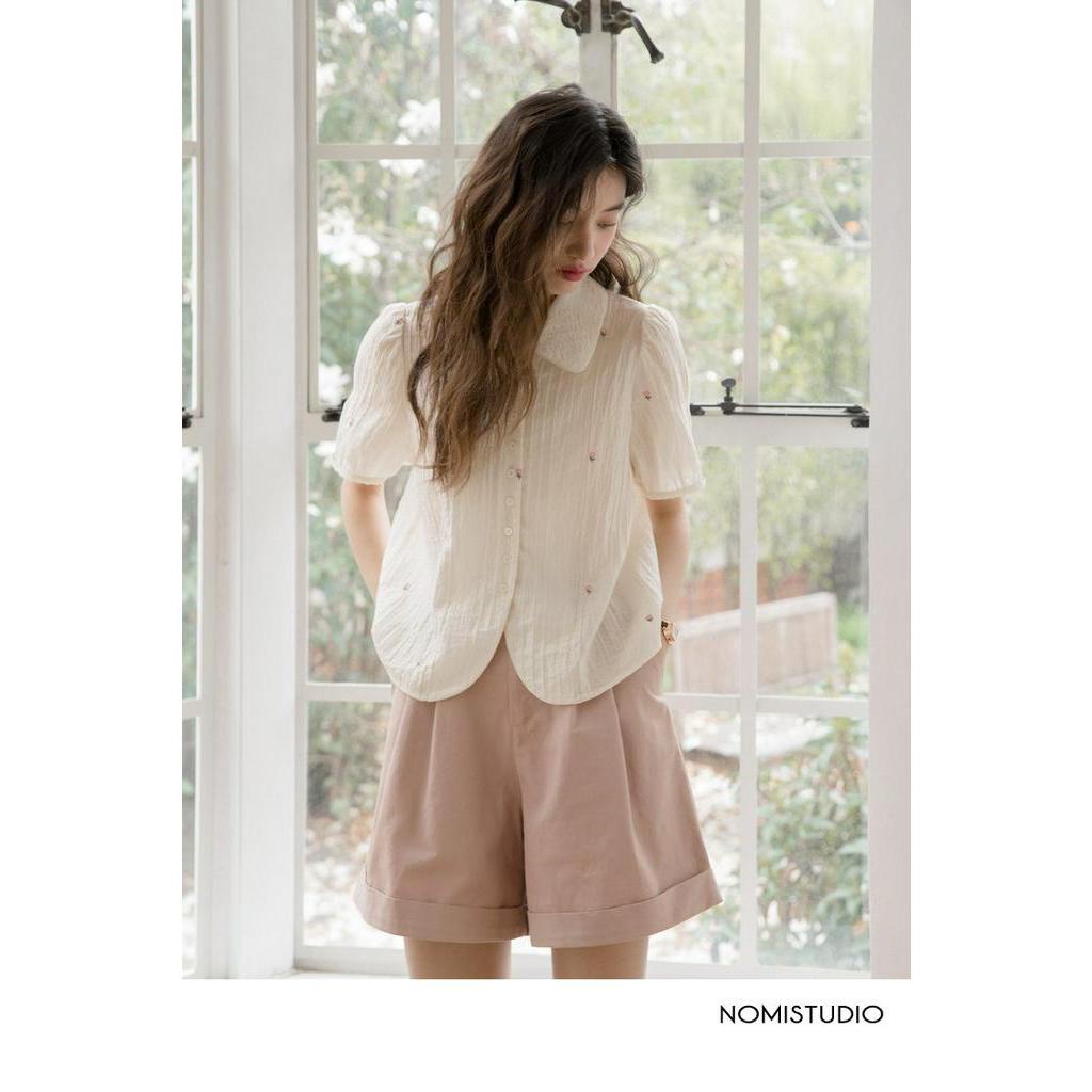 Áo Sơ Mi Thêu Hoa Hồng Nhỏ Thời Trang Pháp Quý Phái 62438