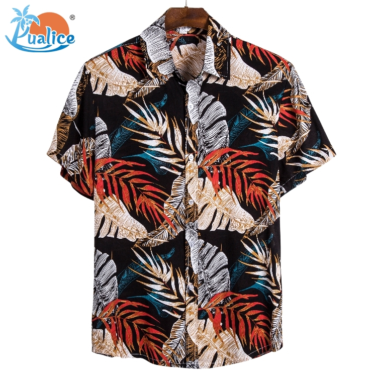 Short Sleeve Printable Shirt Hawaii 2020 Men's Fashion Blouse Floral Short Sleeve Blouse Shirt Men Short Sleeve Shirt345