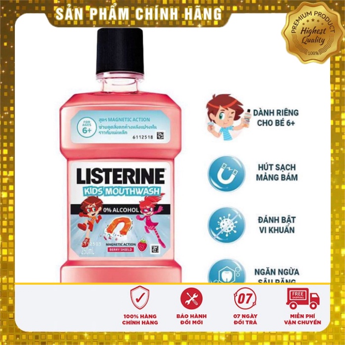 [Chính hãng] Nước Súc Miệng Listerine Kids Ngừa Sâu Răng Dành Cho Trẻ Em Listerine Kids 0% Alcohol Mouthwash 250ml