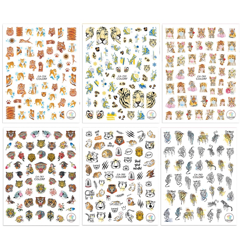 Miếng Dán Trang Trí Móng Tay Hình Hổ May Mắn DIY