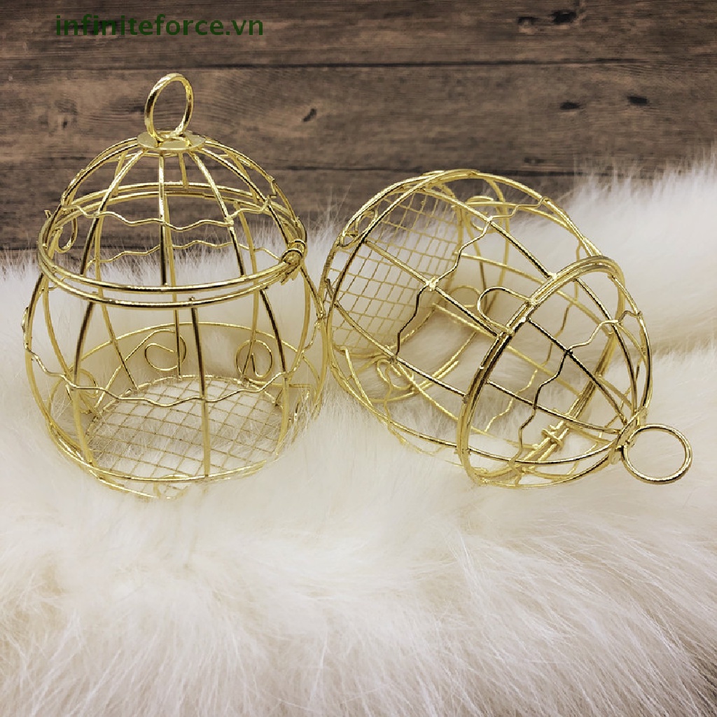 Hộp Đựng Kẹo Mini Bằng Kim Loại Mạ Vàng Hình Lồng Chim Phong Cách retro vintage